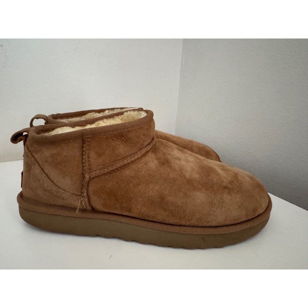 UGG Classic Ultra Mini Chestnut Suede Ankle Boots 1116109 Womens 10